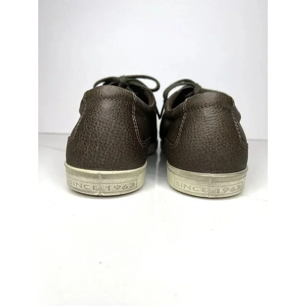 Ecco Brown Leather Comfort Sneakers Distress Tan Outsoles Size Size 44 Casual
